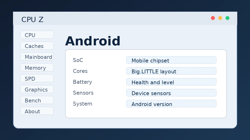 CPUZ Android app showing mobile SoC info